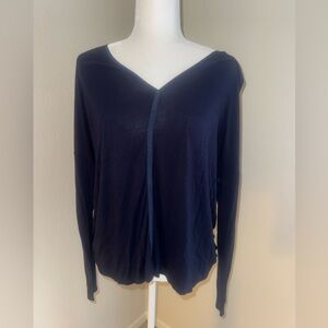 Vince Deep Blue Long Sleeve V-Neck Top
